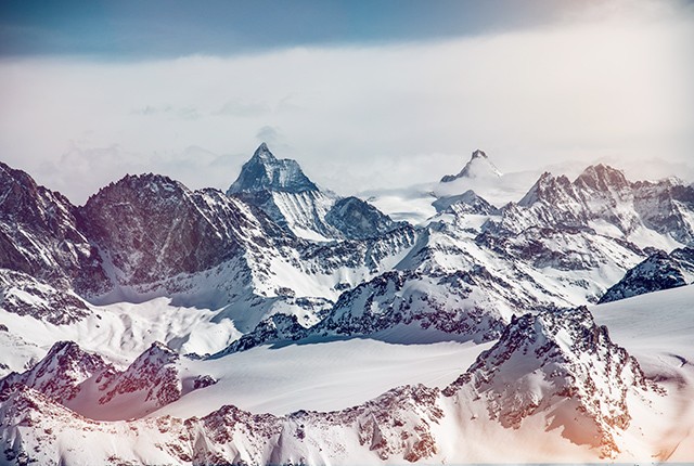 Valais panorama of mountains.