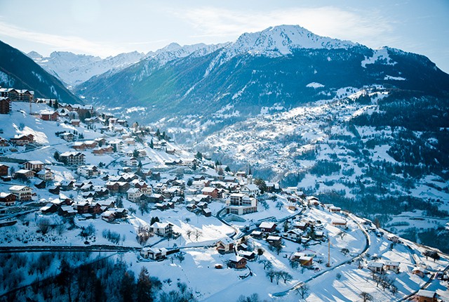 Veysonnaz village, aerial view.